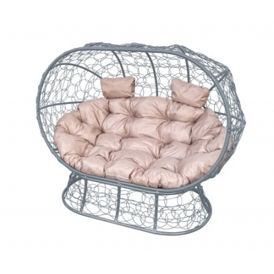 Диван с ротангом на подставке ''Лежебока'' Серый / Под заказ